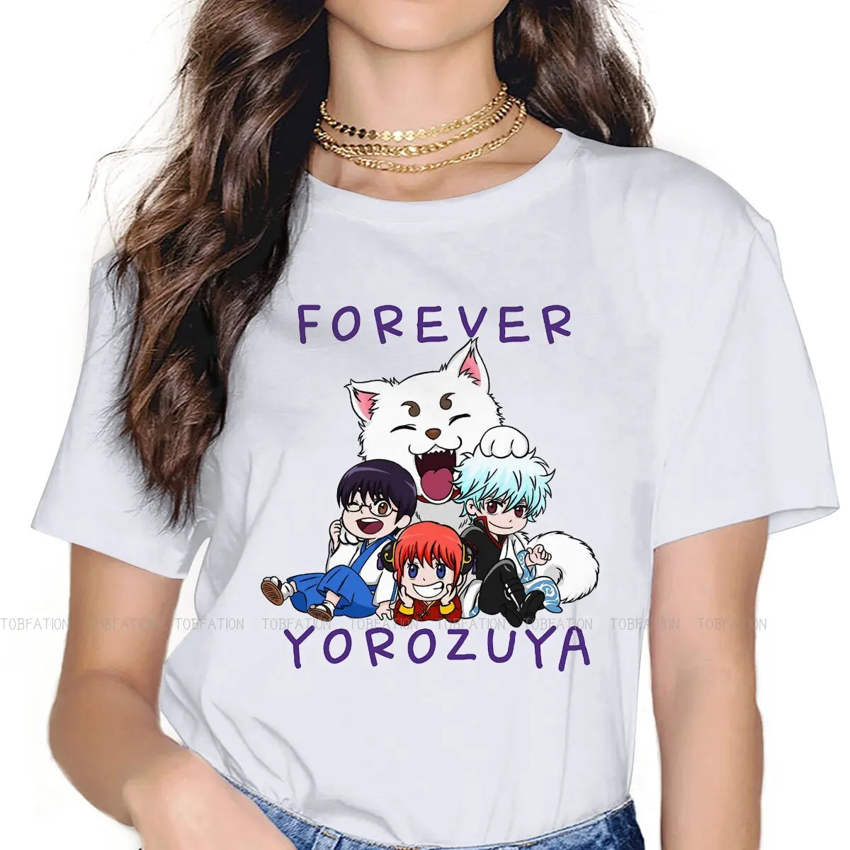 Forever Yorozuya Female Shirts Gintama Kagura Anime Large Vintage Women Clothes Harajuku Casual Feminine Blusas