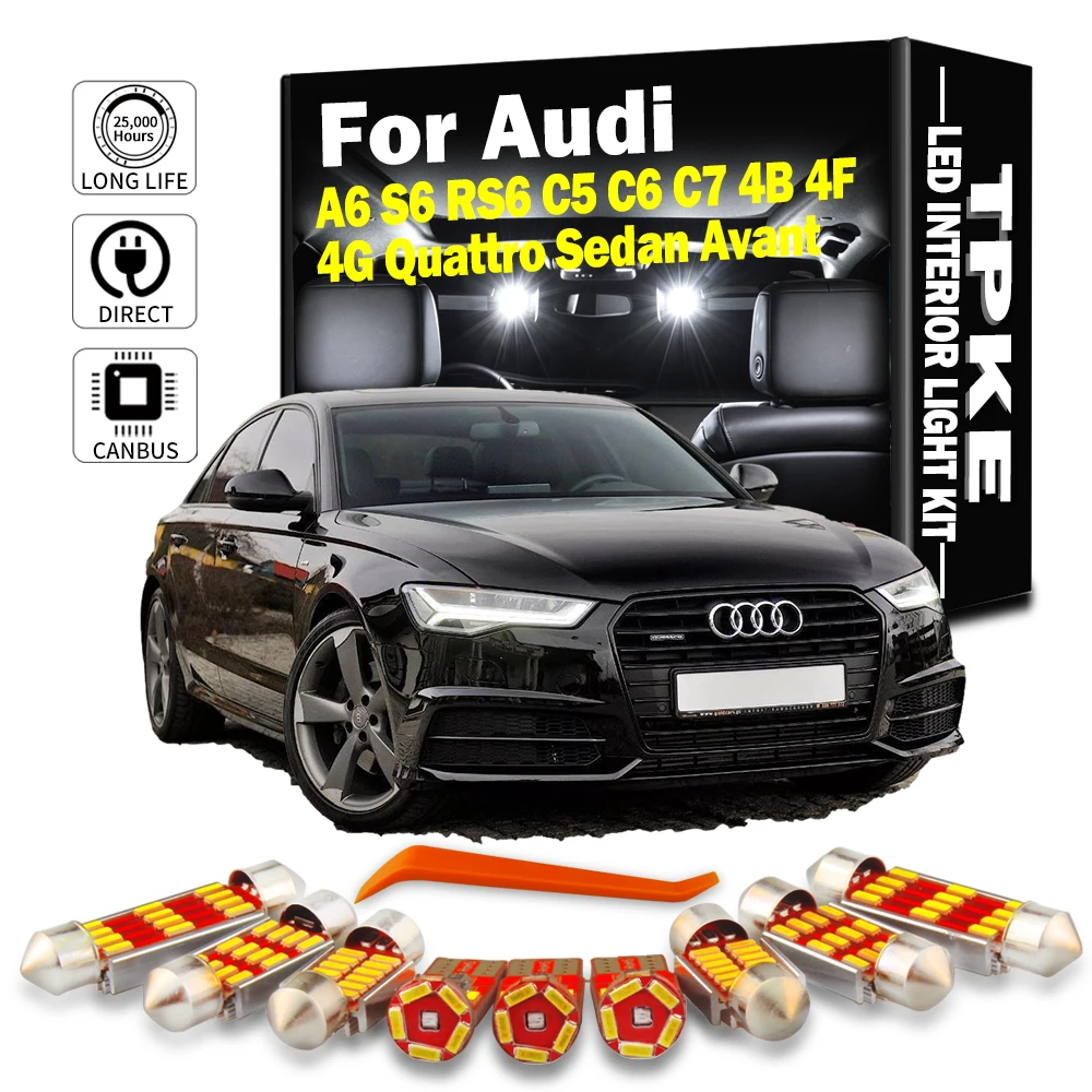 

TPKE Canbus LED Interior Lights Kit For Audi A6 S6 RS6 C5 C6 C7 4B 4F 4G Quattro Sedan Avant Map Dome Trunk Lamp No Error Bulb