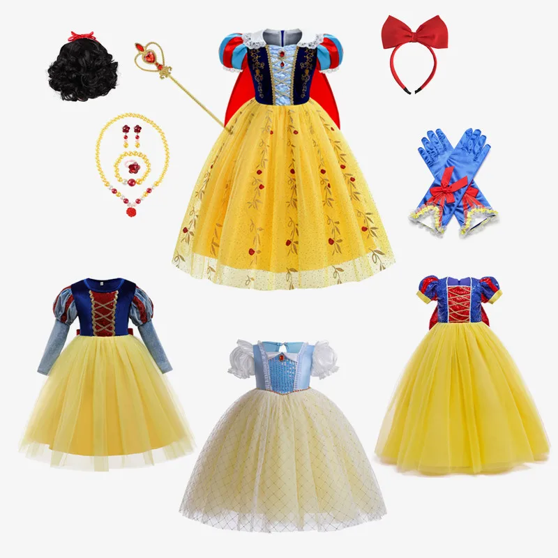 

Белоснежное платье принцессы для девочек, детское платье на день рождения, Рождество, Хэллоуин, косплей, элегантный цветочный кружевной Дет...