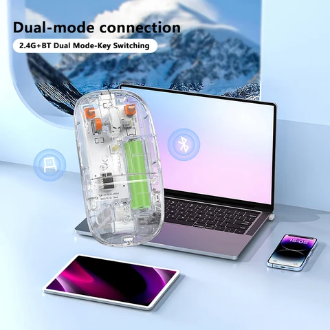 Беспроводная игровая мышь kebidumei прозрачная 2.4G  RGB