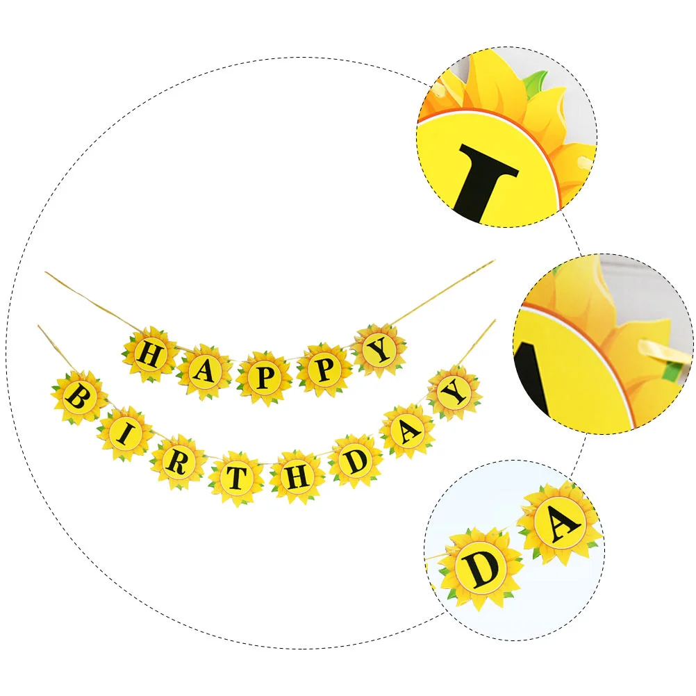 Премиальные украшения для дня рождения с подсолнухом гирлянда баннер детей