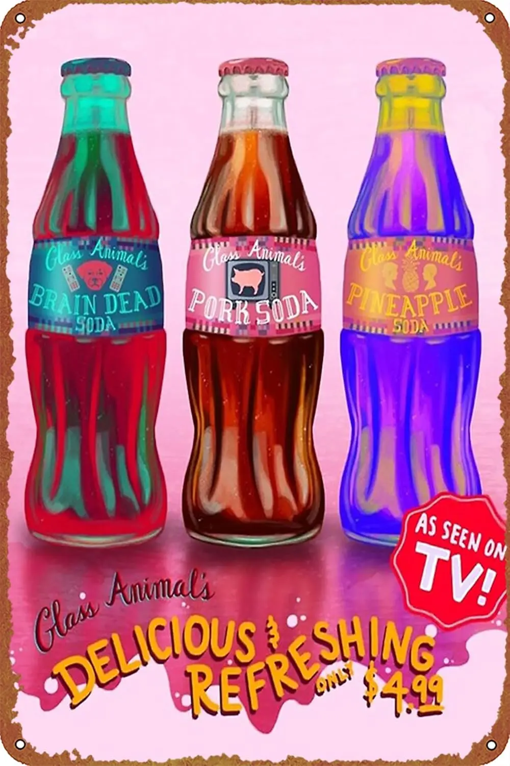 Плакат Glss nmls Pork Sod в стиле ретро Metl Sgn Vntge Tn для Cfe Br Home Wll Decor 12 X 8 nch