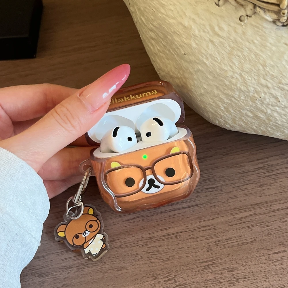 Милый мультяшный чехол для наушников Rilakkuma Bear для Airpods 4 Pro 3 2 1, защитный чехол для беспроводной Bluetooth-гарнитуры с брелоком (art.: 3920da0ef77cc) - 3920da0ef77cc