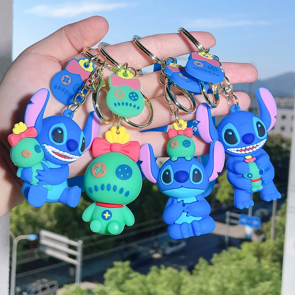 

Cartoon Lilo and Stitch Keychain Anime Pendant PVC Key Holder Car Keyrings Mobile Phone Bag Hanging Jewelry Kids Gifts