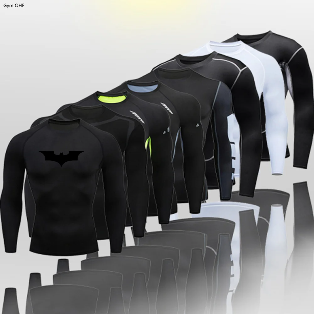

Men Compression Running T Shirt Fitness Tight Long Sleeve Sport Tshirt Training Jogging Shirts Gym Sportswear Quick Dry Rashgard