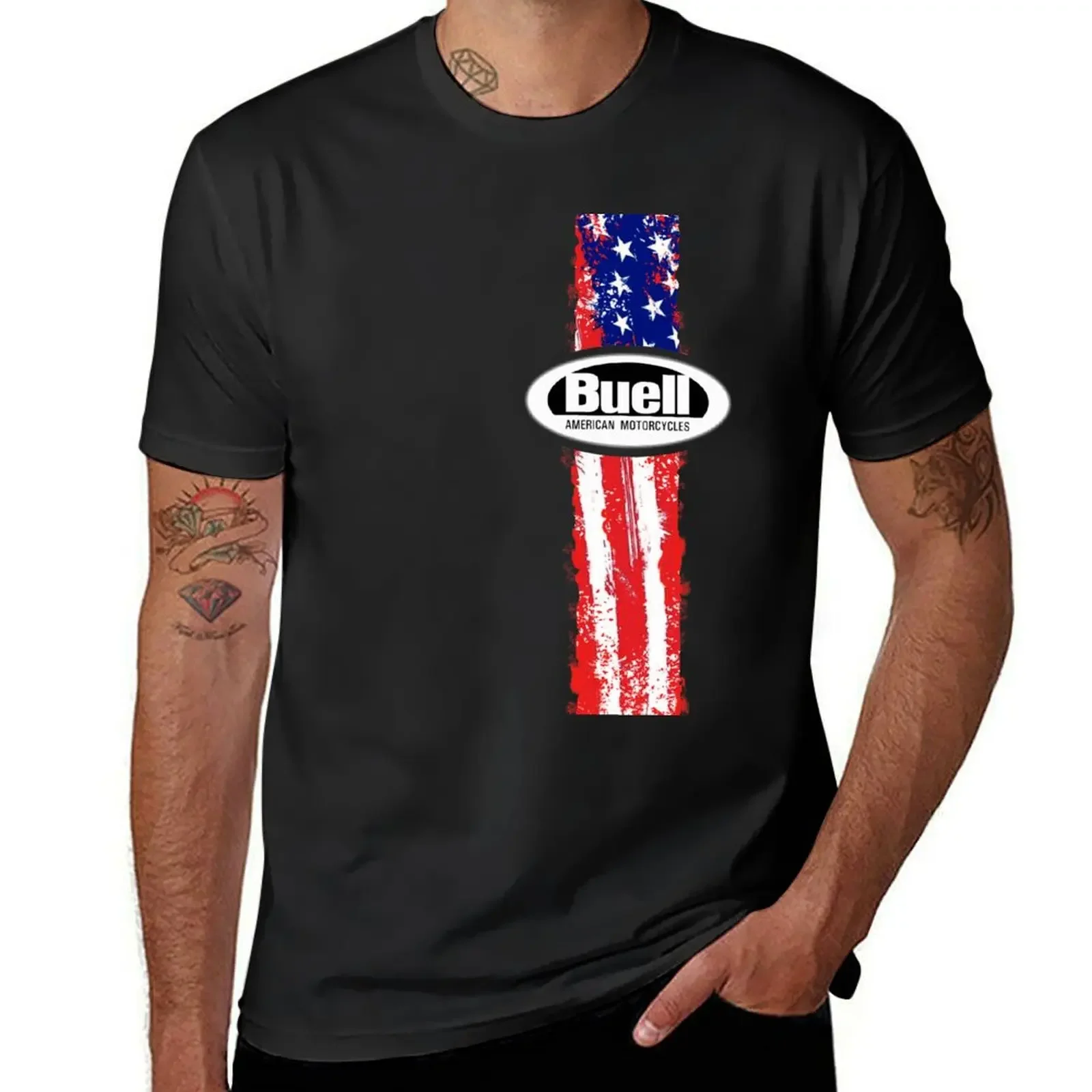 BUELL мотоциклетная футболка для мальчиков белая быстросохнущая корейская мода