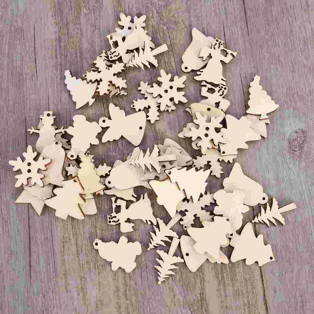 

100pcs Chips Natural Unfinished Slices Christmas Tree Ornament Unfinished Crafts Christmas Ornaments