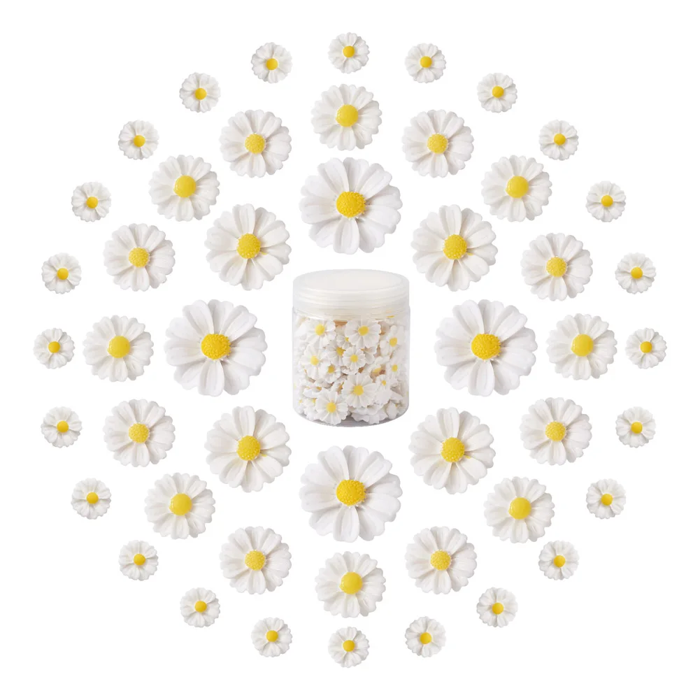 150Pcs Resin Cabochons Daisy Flat Back Convex For Jewelry Making Findings Supplies DIY Craft Cameo Decoration 10~24.5x4~5.5mm