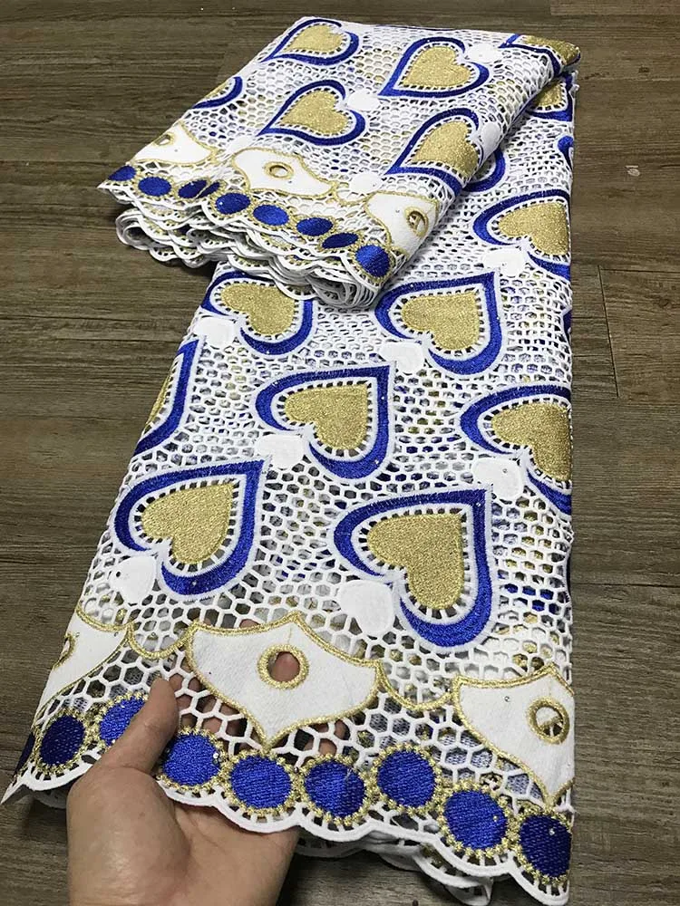 

Blue/White Embroidery French Nigerian Guipure Lace 5Yards Cord Lace,Fashion Traditional African Lace Fabric For Dress Material