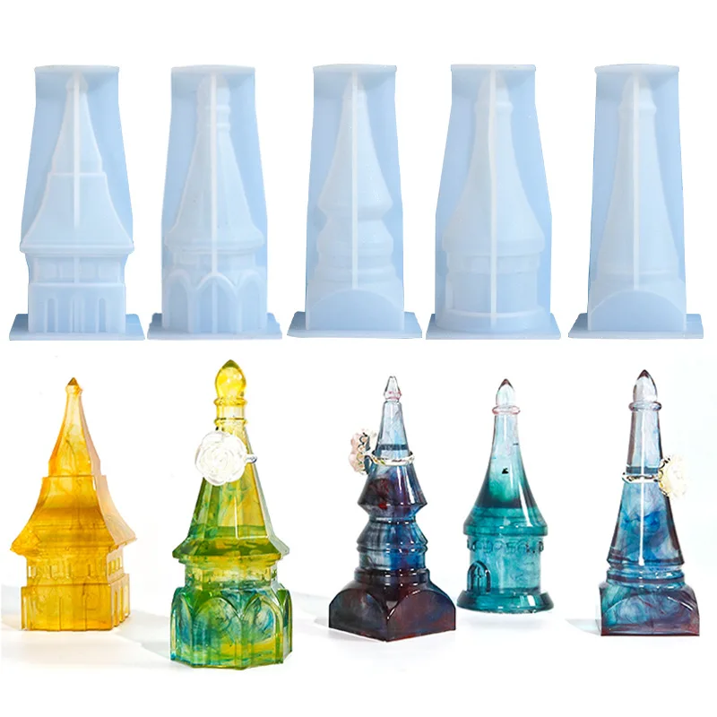 

1pc Diy Resin Mold Castle shape Rring Holder Silicone Mold for DIY Jewelry Display&Storage Tool Crystal Epoxy Castle Ornaments