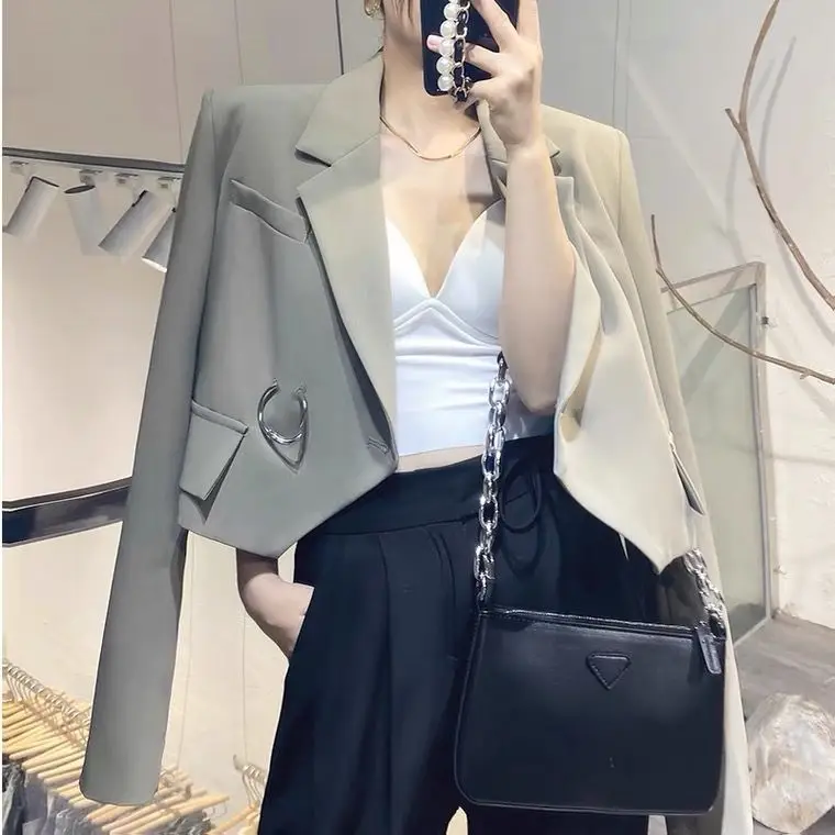 

Short suit jacket women's trendy ins spring and autumn Korean version loose design sense small suit temperament western style