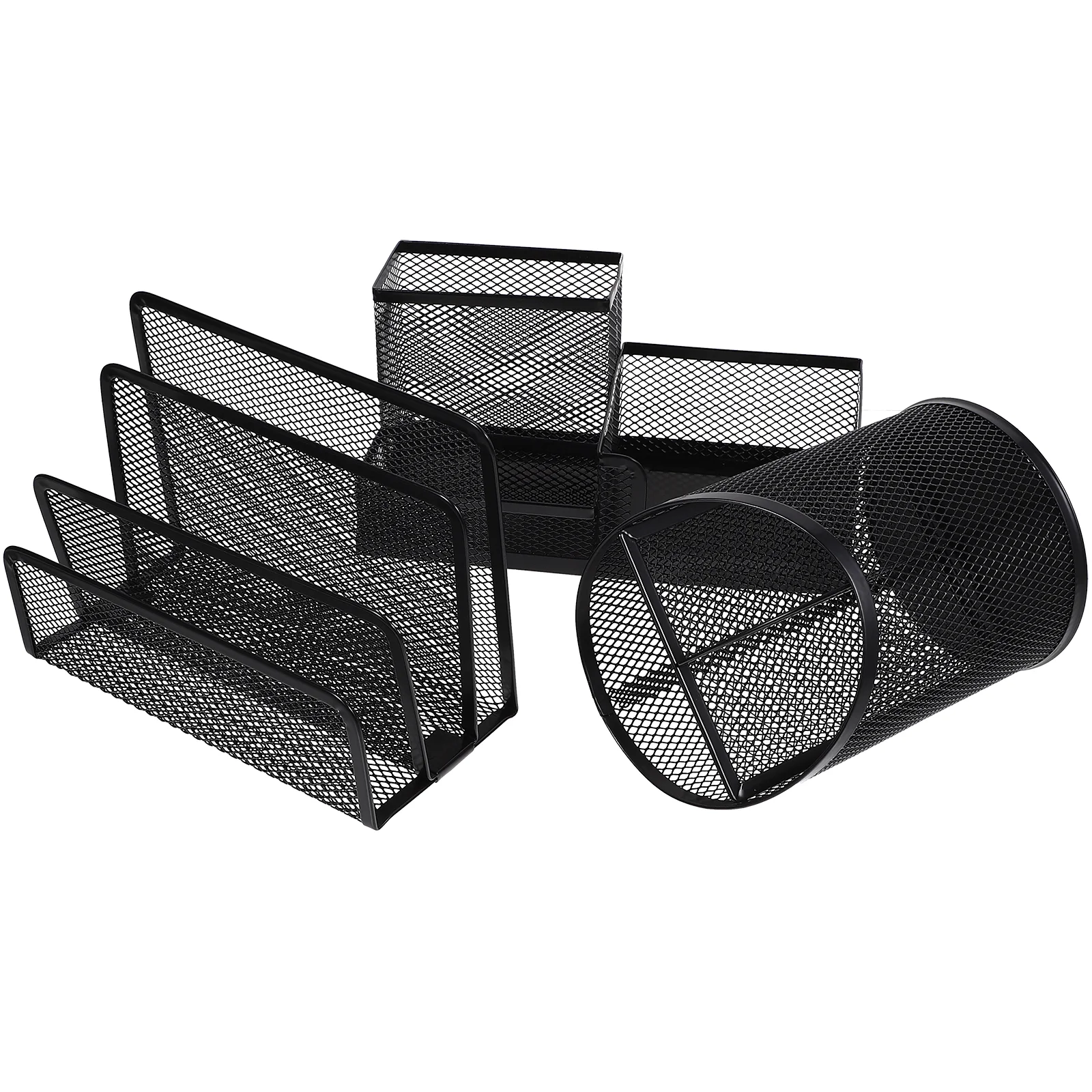 

3 Pcs Storage Box Desk Organizer Office Supplies Organizers School Supply Accessories Metal Mesh Pen Holder