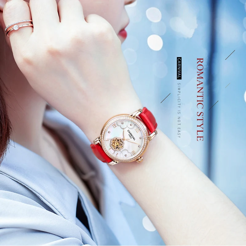 CARNIVAL Brand Fashion Automatic Watches for Women Ladies Luxury Mechanical Wristwatch Luminous Waterproof 2023 Relogio Feminino enlarge