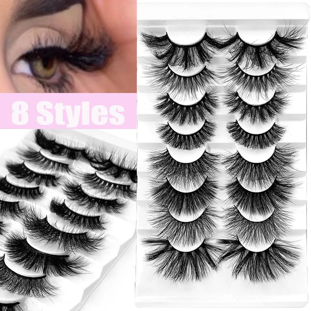 

8 пар, накладные ресницы из норки, 8-25 мм