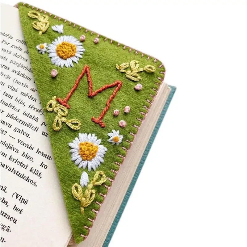 

Embroidered Corner Bookmark Felt Triangle Bookmarks Hand Stitched Felt Corner Letter Bookmark Page Markers And Book Decoration