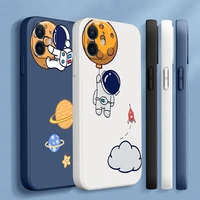 for iphone 11 12 13 pro mini max cute creative astronaut liquid silicone phone cases for 8 7 6s 6 plus se 2020 xr x xs max funda