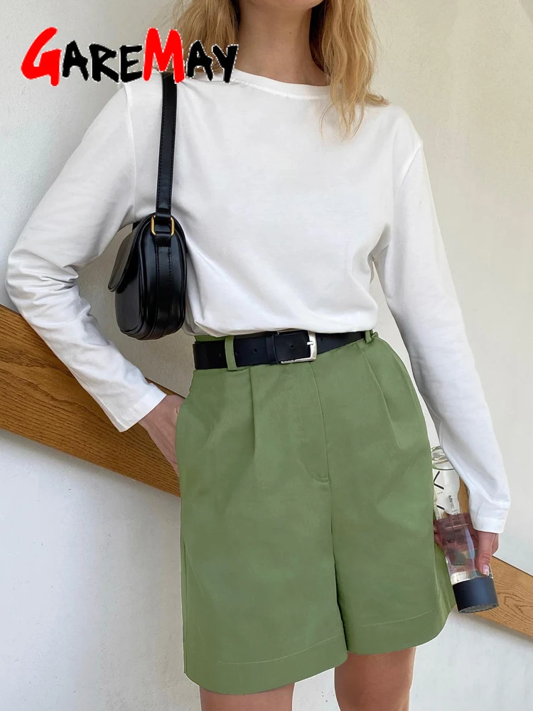 Женские хлопковые шорты длинные винтажные повседневные свободные черные