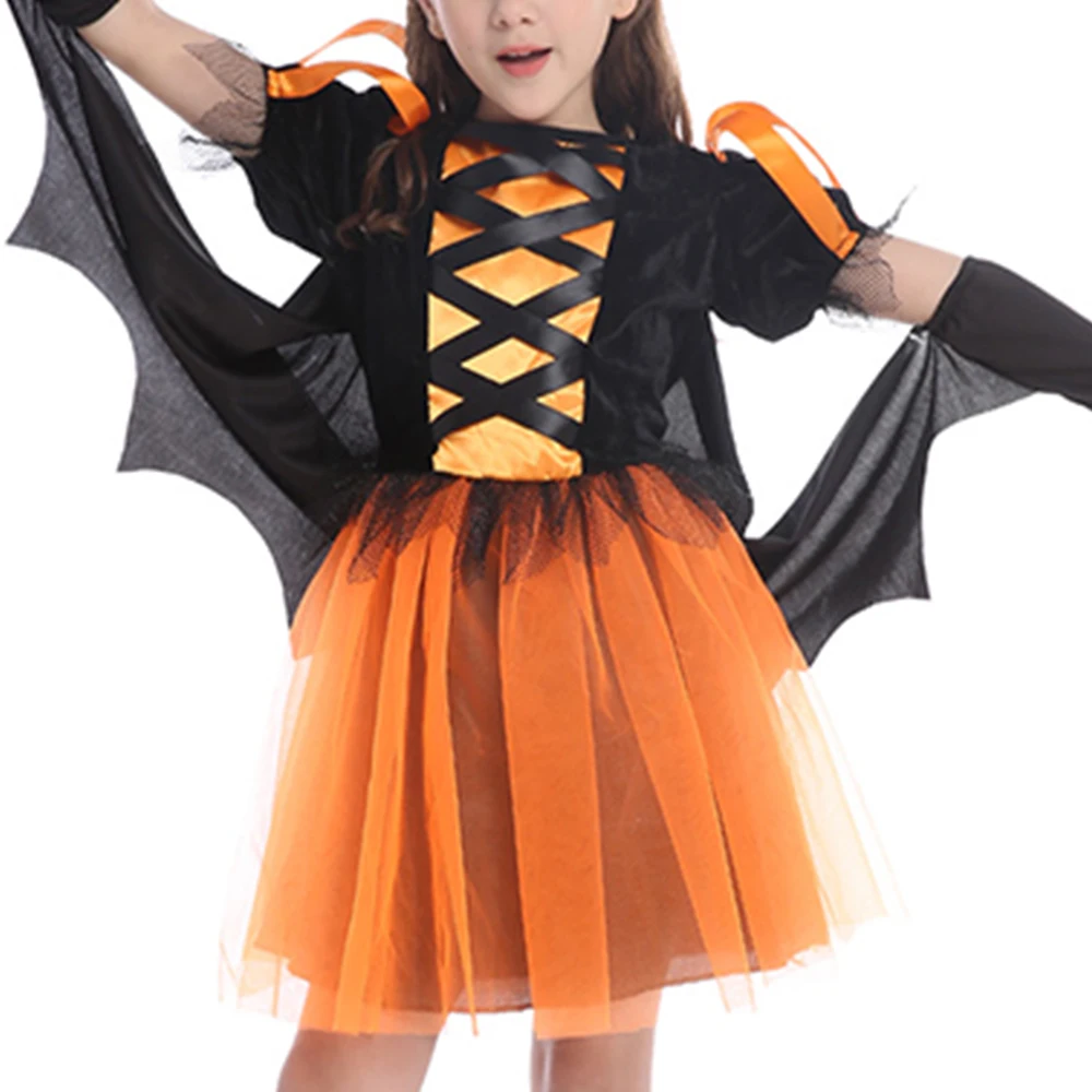 Костюмы На Хэллоуин Для Детей Платье Тему Ведьмы Девочек С Крыльями Летучей Мыши