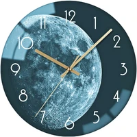 12 inch glass earth pattern wall clocks silent non ticking battery operated clocks suit for living room bedroom home decor