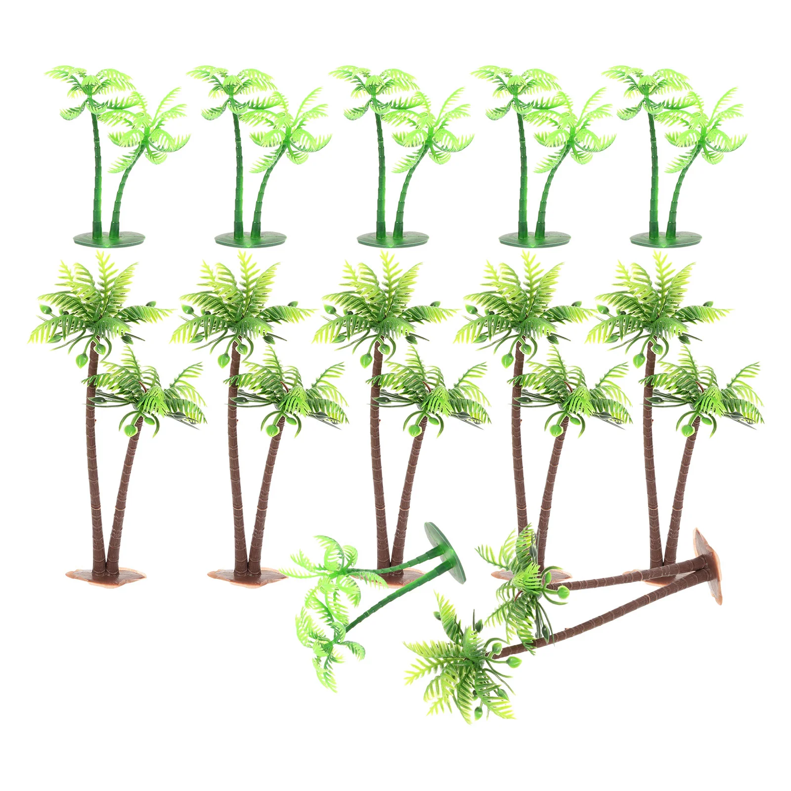 

12 Pcs Fish Tank Decorations Simulated Small Coconut Tree Sand Table Fake Artificial Plastic Coconuts Model