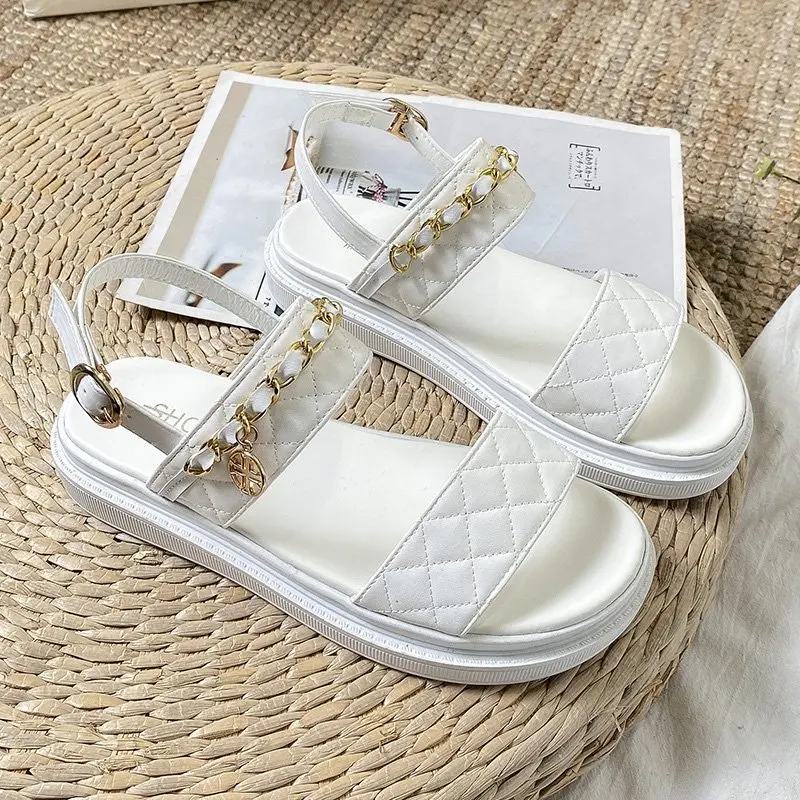 

Women's faux Leather Sandals Female 2020 Summer Fashion Sports Joker Flats for Women's Ins Rome Platform Sandals Women's Sandals