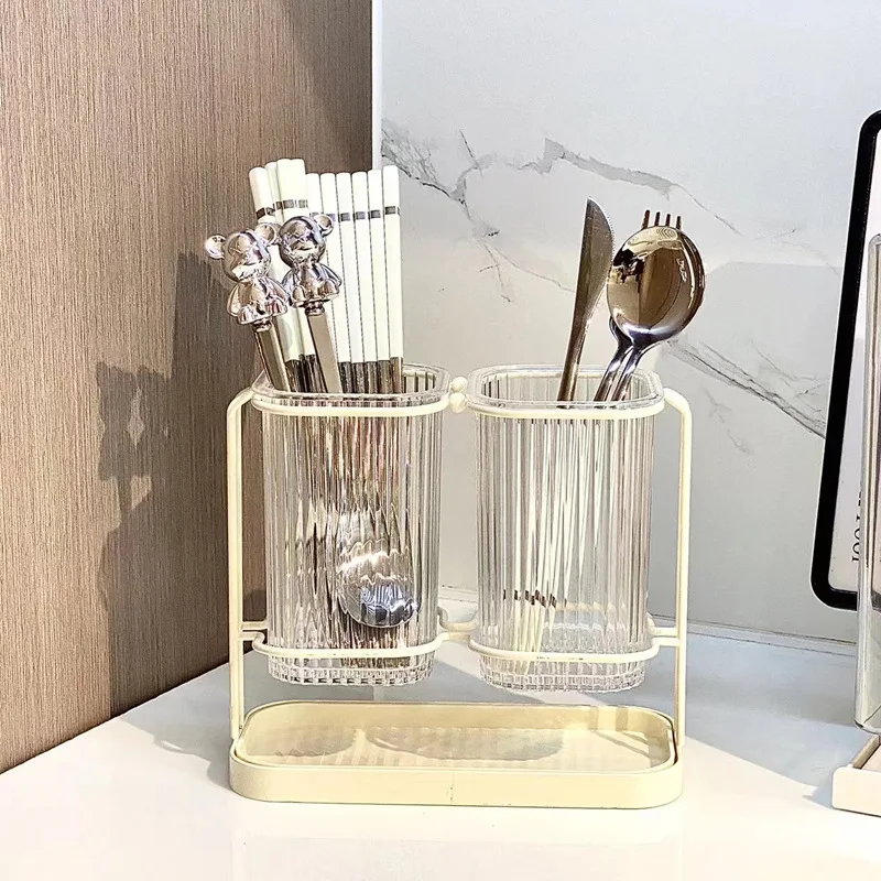 

Household Chopsticks Holder Kitchen Knife and Fork Storage Box Draining Rack Iron Wall-Mounted Household Supplies