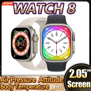 2022 New Series 8 2.05” Screen Watch 8 Original Smart Watch Body Temp 420*485 Men Women NFC Pressu in India