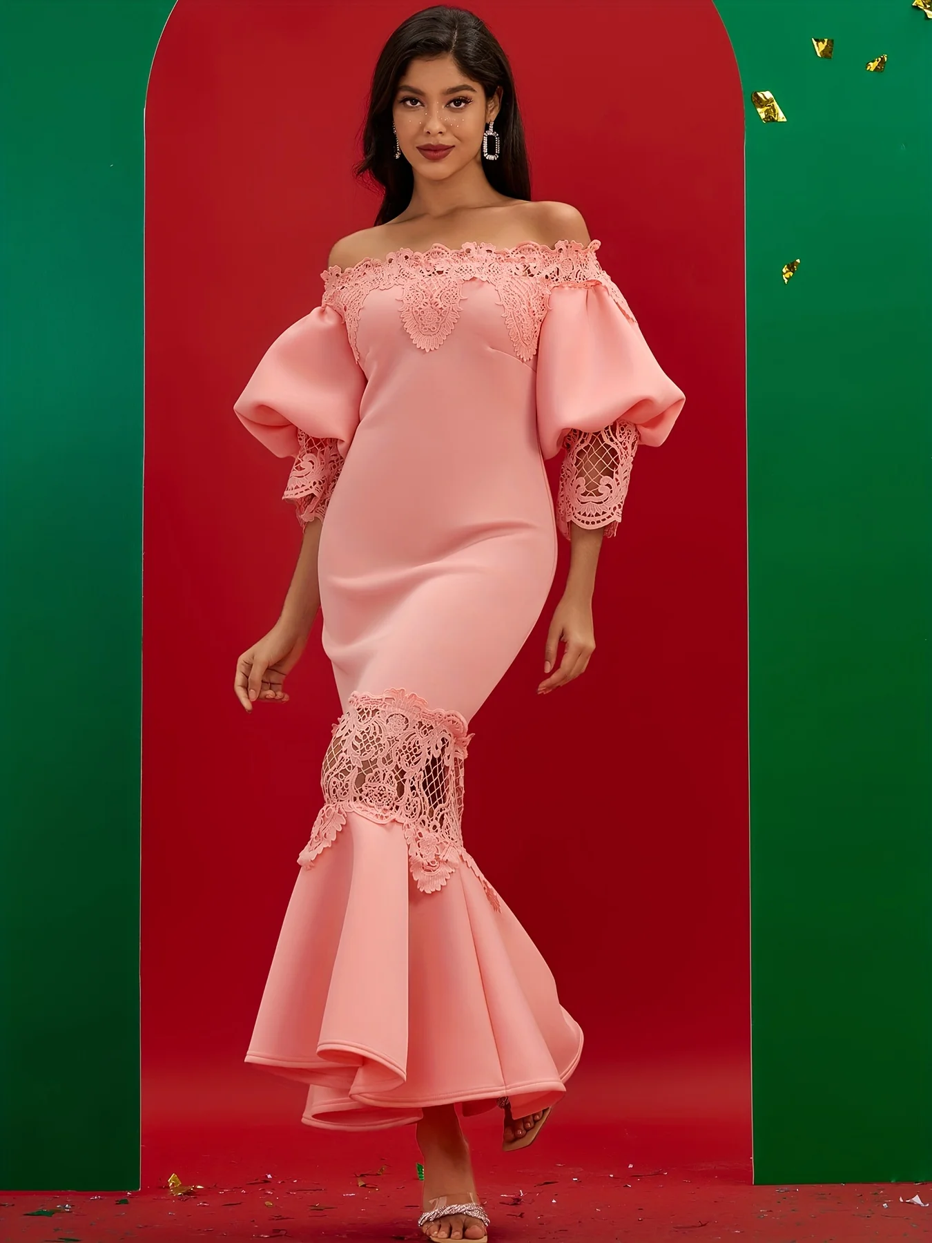 Женское Бандажное платье-макси розовое облегающее для вечеринки клуба дня