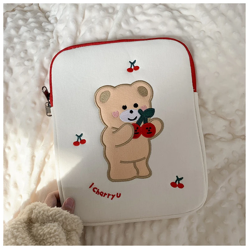 Ins Korea Cute Bear Laptop Carrying Bag Sleeve Case for IPad Macbook Air Pro Xiaomi 11 12 13 13.3 14 15.6 Inch Computer Cover |