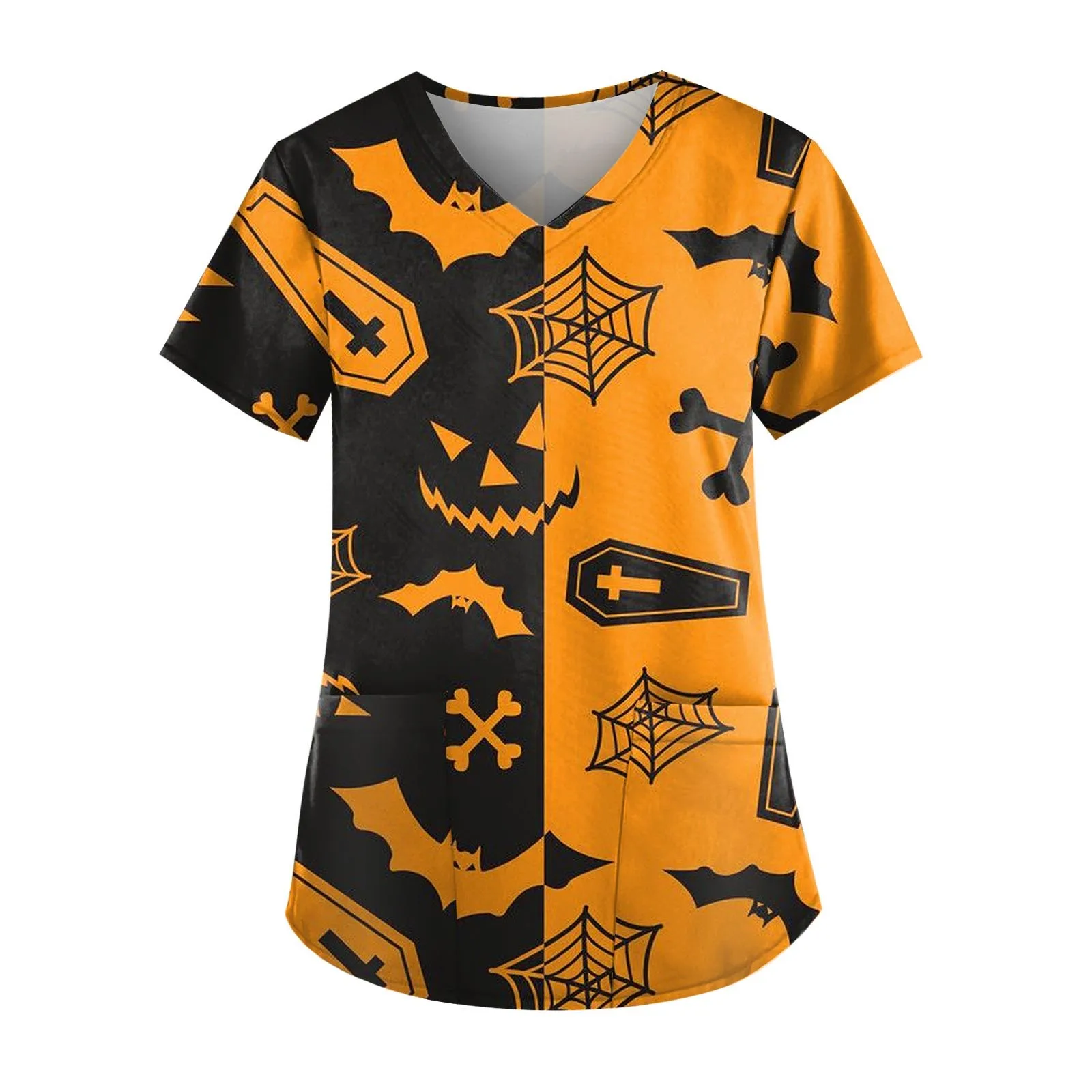 

Хэллоуин, топы с V-образным вырезом, унисекс, униформа для кормления, унисекс, гостиница, врач, клиника, скраб, футболка, рабочая одежда