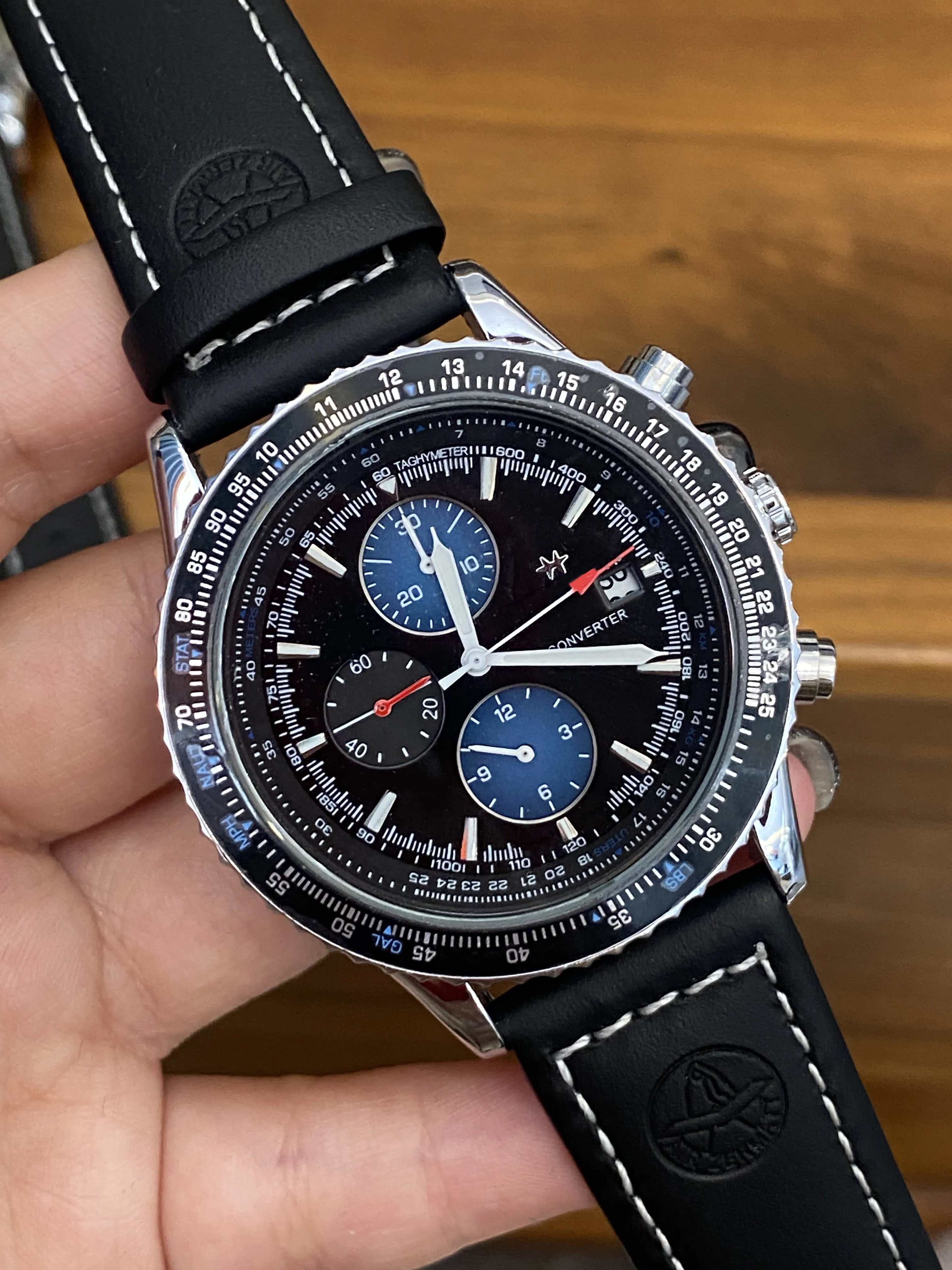 

Мужские кварцевые часы с хронографом, 45 мм