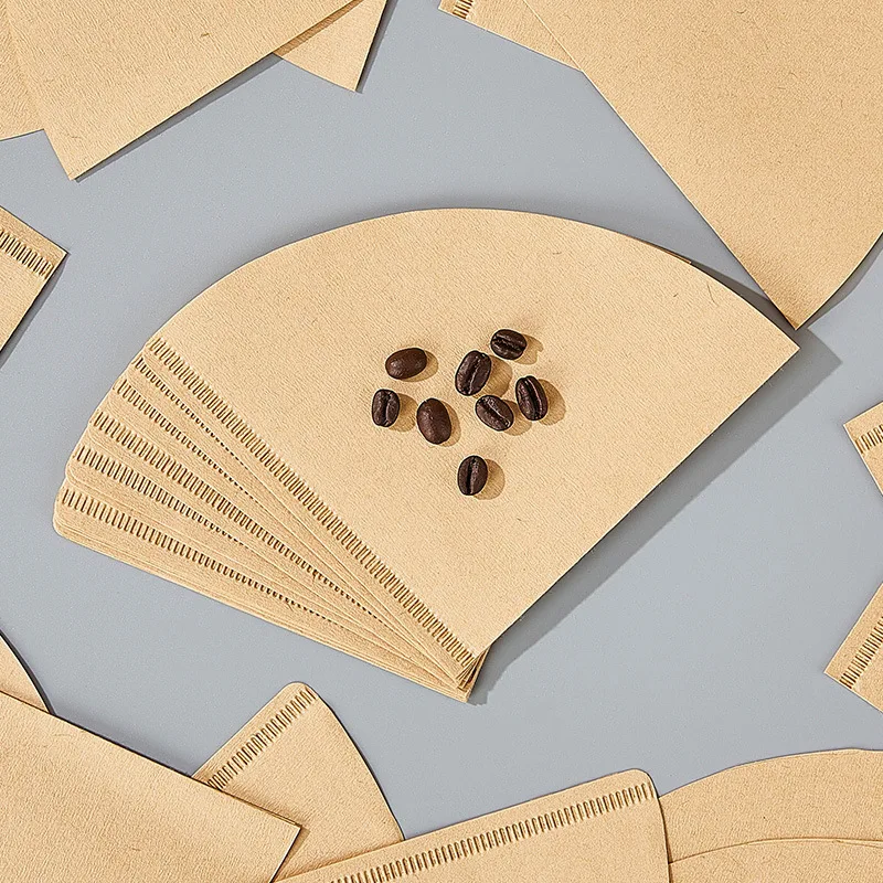 

50 Pcs Coffee Filter Paper V-type Log Pulp Cone Filter Paper V60 Type Hand-brewed Coffee Fan Filter Paper V02 Filter Cup