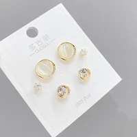 s925 silvers needle opal stud earrings for women 3pcsset sweet fresh pendant simple jewelry