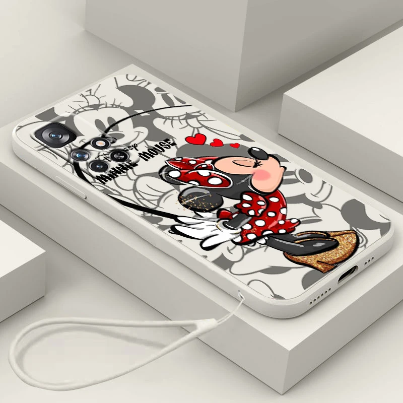 

Disney Mickey Mouse Cute For Redmi K60 K50 K40 K30 K20 10C X 9C T AT A 8A 7A Gaming Pro Plus Liquid Rope Silicone Phone Case