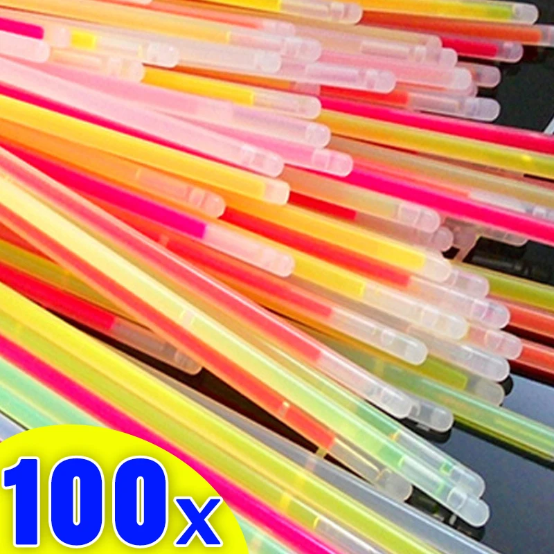 Флуоресцентные палочки 100/5 шт. светящиеся с разъемами ожерелья браслеты товары