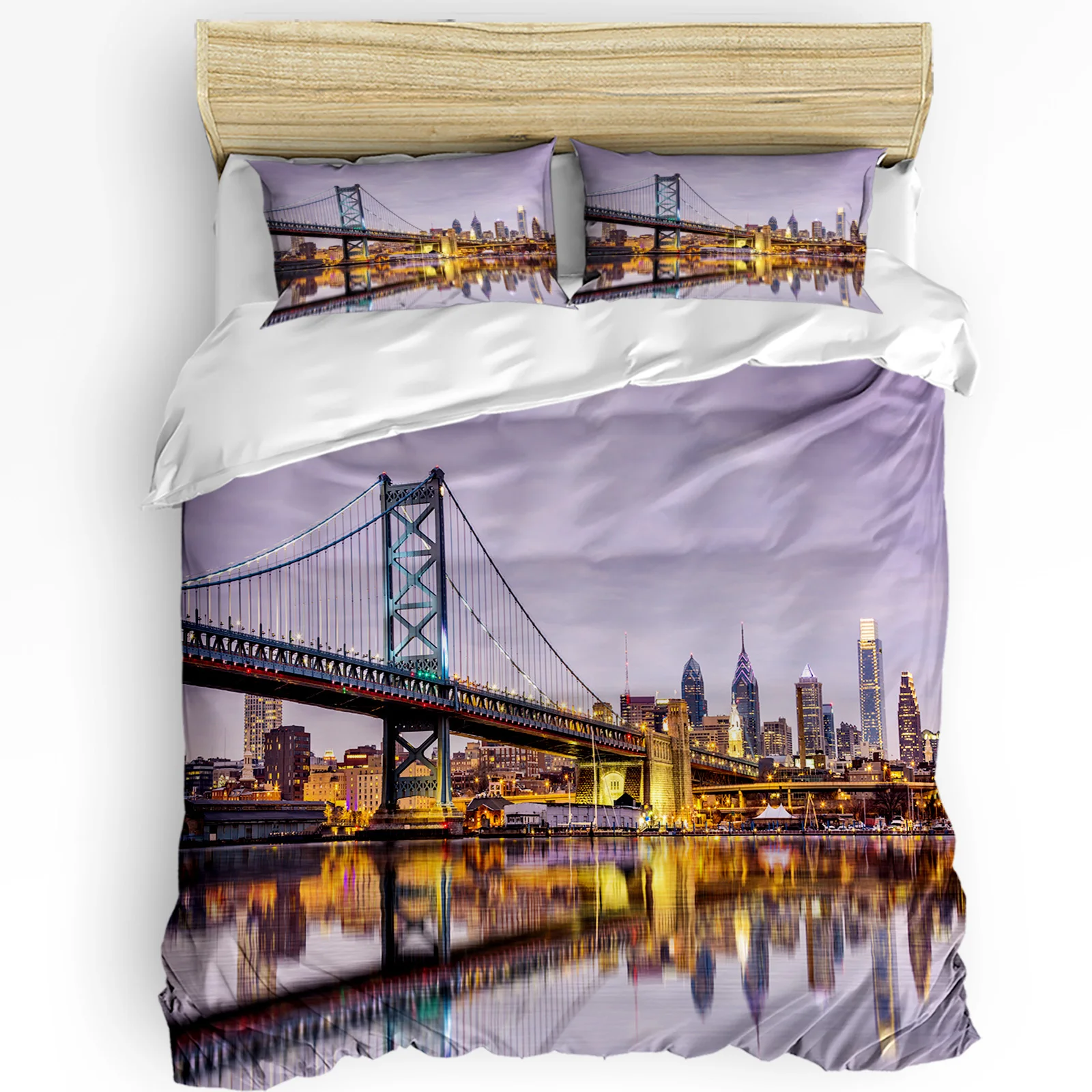 

3pcs Bedding Set United States Urban Bridge Scenery Home Textile Duvet Cover Pillow Case Boy Kid Teen Girl Bedding Covers Set