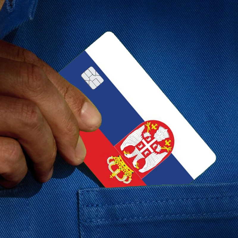 

Обложка с флагом Сербии, наклейка на кожу для кредитной карты, банковская дебетовая карта автобуса, передняя сторона