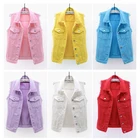 Джинсовый жилет, джинсовая куртка, женская короткая весенне-летняя облегающая безрукавка, старомодные Индивидуальные топы, джинсовая куртка для женщин