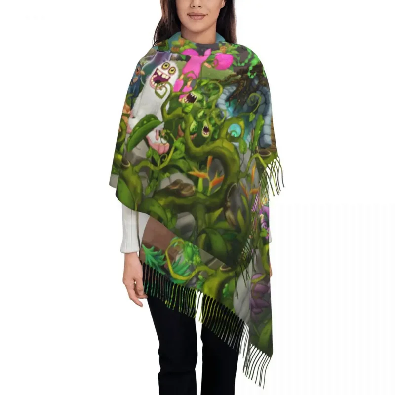 

My Singing Monsters Tassel Scarf Women Soft Video Game Shawls Wraps Ladies Winter Scarves