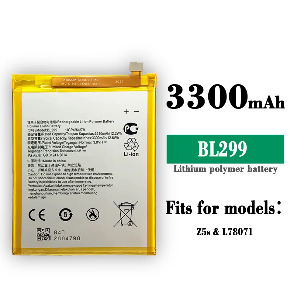 

New Original BL299 3300mAh battery For Lenovo Z5s L78071 6.3 inch Phone High Quality NEW Battery