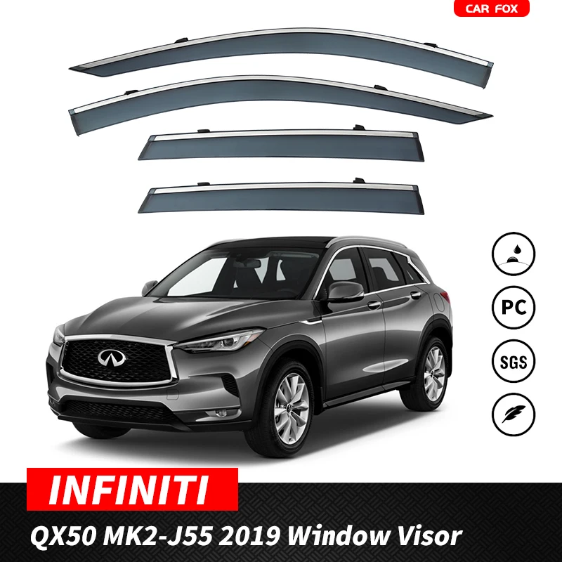

Для INFINITI QX50 J55 J50 J50-2 2008-2019 + Пластиковый оконный козырек вентиляционные оттенки Защита от солнца и дождя для INFINITI QX50 J55 J50