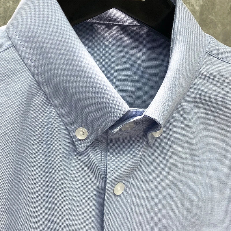TB THOM Men's Dress Shirt Regular Fit Oxford Solid Buttondown Collar Clothing Classic 4 Bar Striped Long Sleeve Wholesale  Shirt