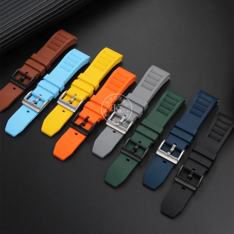 

Fluorine rubber watch strap for Mido helmsman navigator Seiko canned abalone series rubber watchband 20mm 22mm wristband belt