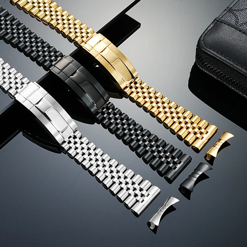 Фото Ремешок из нержавеющей стали 20 мм 22 мм для Tudor Black Bay 58, Rolex и Casio MDV106-107 -Jubilee, с плоскими/изогнутыми концами, для мужчин. №1