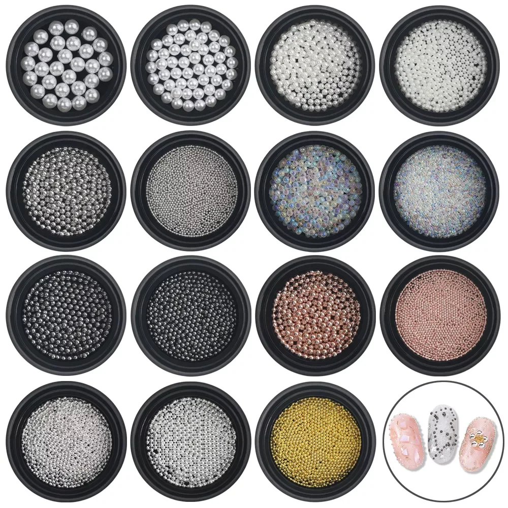 

Beads for Nails Micro Metal 0.8-3.0mm 3D Studs Alloy Nail Art Jewelry Charms Supplies Manicure Decorations Steel Caviar Ball