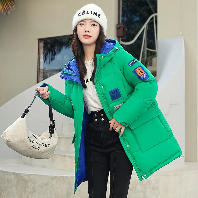 Двусторонняя одежда хлопковая куртка женская зимняя парка с капюшоном женское