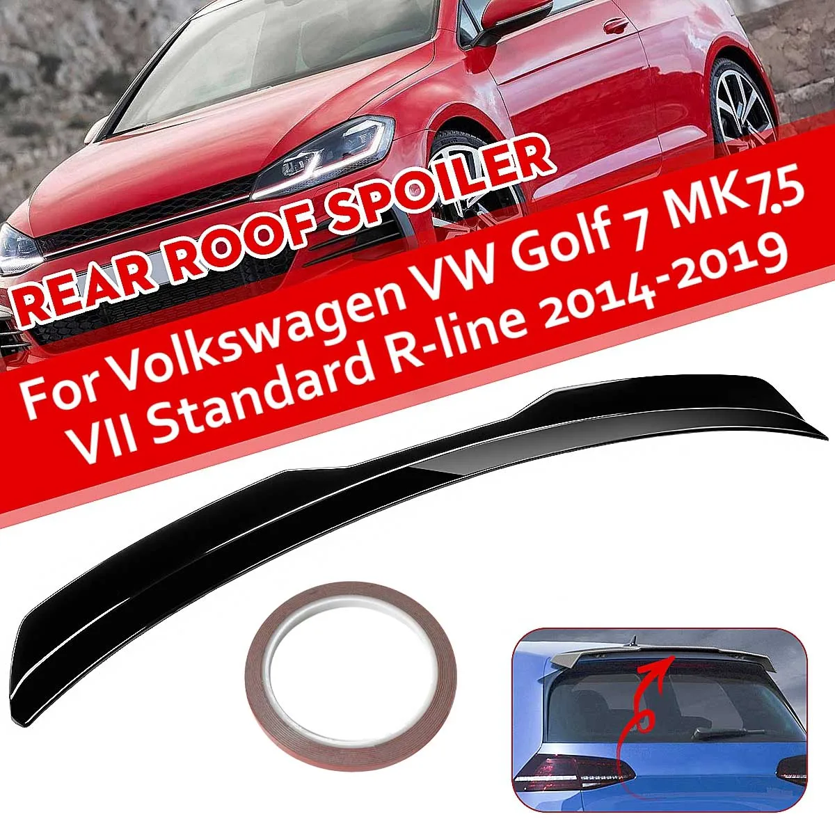 

Car Rear Roof Spoiler Lip Extension Rear Trunk Spoiler Lip Wing For Volkswagen VW Golf 7 MK7.5 VII Standard R-line 2014-2019