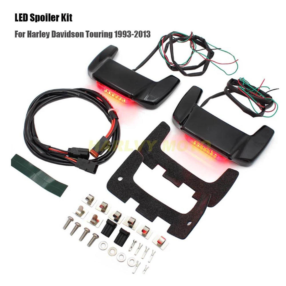 

Black Pearl Hard Saddlebag Lid LED Spoiler Kit Fit For Touring Saddle Bags
