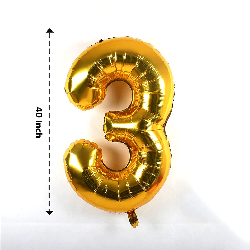Большие золотые серебряные воздушные шары из алюминиевой фольги с цифрами декор
