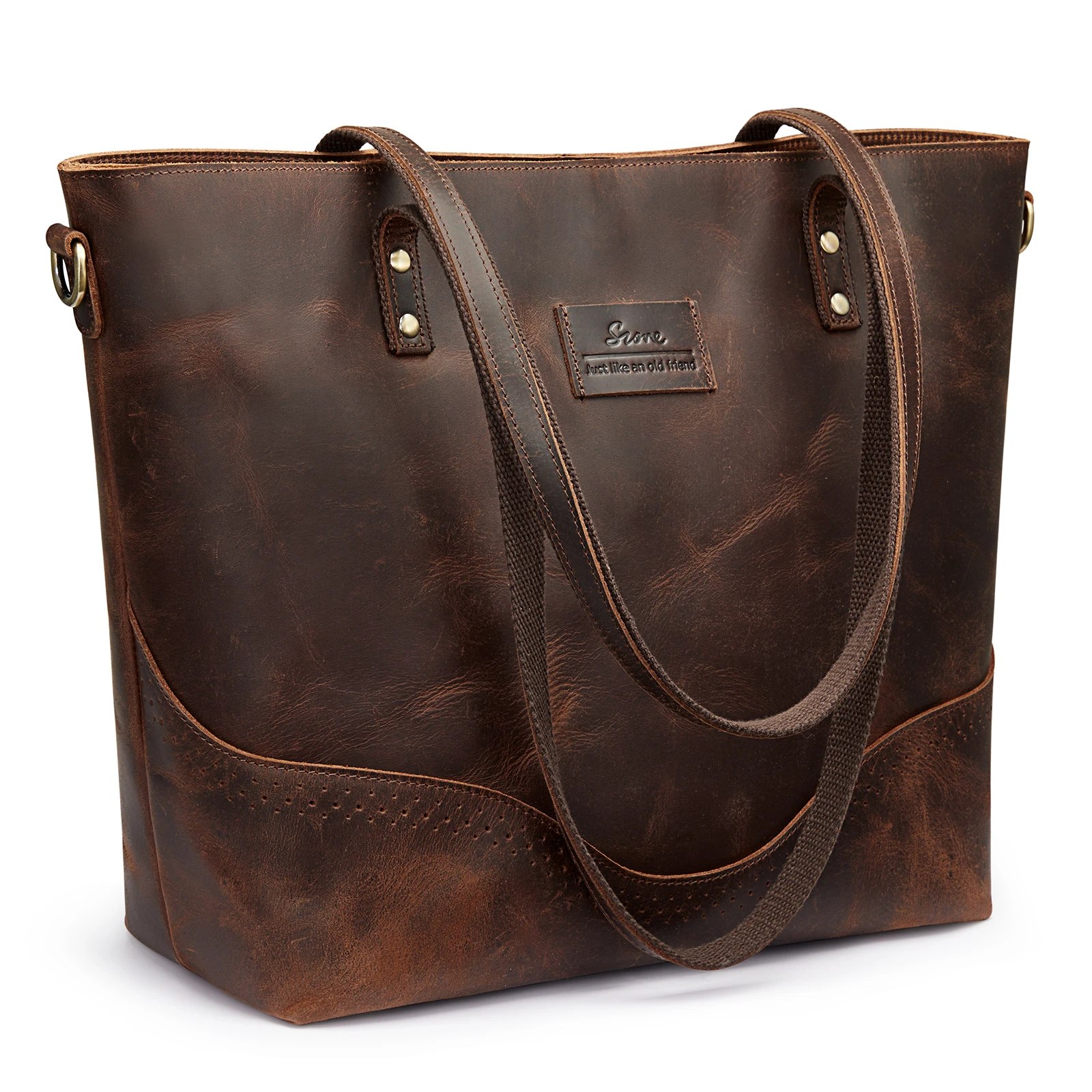 S-ZONE Women's Leather Tote Bag Vintage Large Work Handbag S